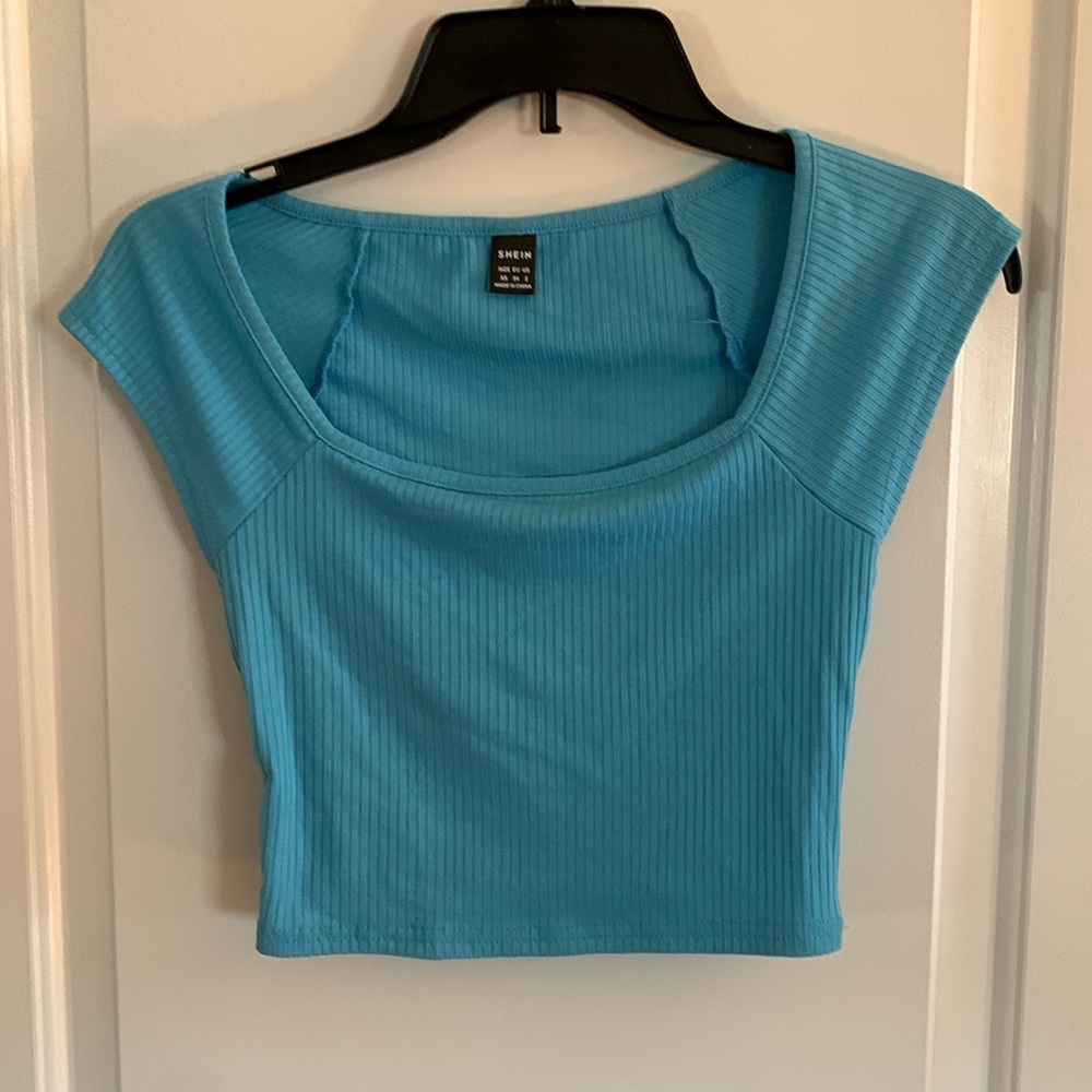 NWOT SHEIN Aqua Blue crop top